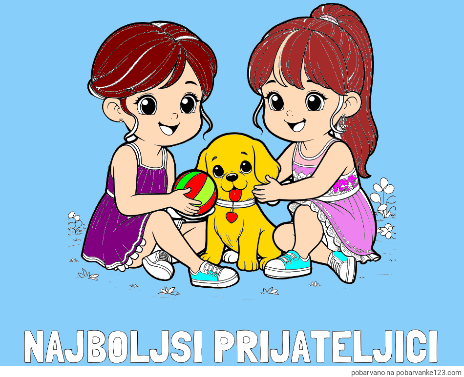 POBARVANA POBARVANKA - Pobarvanka imena NAJBOLJŠI PRIJATELJICI in pobarvanka prijateljic s kužkom