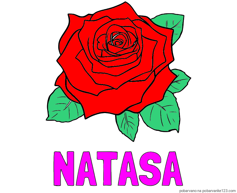 POBARVANA POBARVANKA - Pobarvanka imena NATAŠA in pobarvanka vrtnice