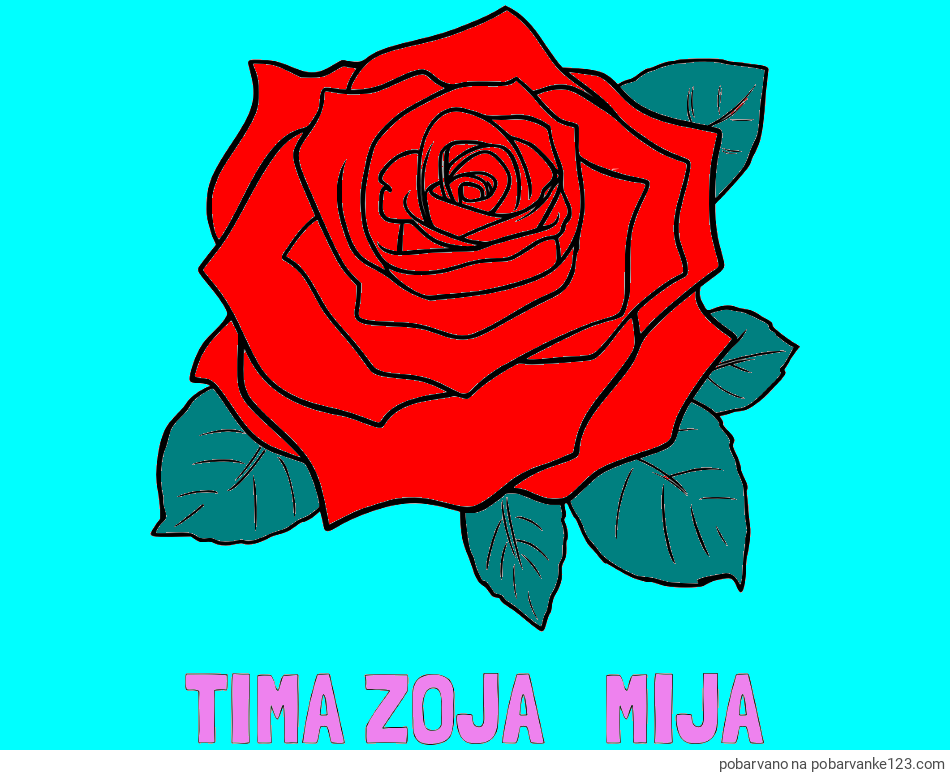 POBARVANA POBARVANKA - Pobarvanka imena TIMA ZOJA   MIJA in pobarvanka vrtnice