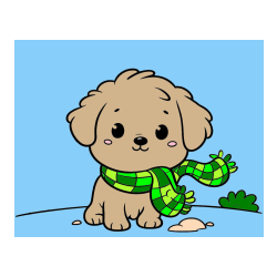 Pobarvana pobarvanka - Pobarvanka prikupnega psička