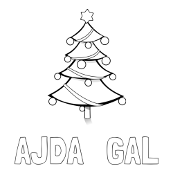 Online izdelana pobarvanka - Pobarvanka imena AJDA   GAL in božična smreka