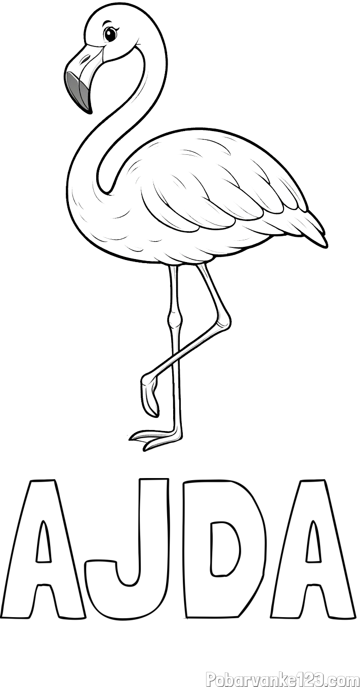 Pobarvanka imena AJDA in pobarvanka flaminga