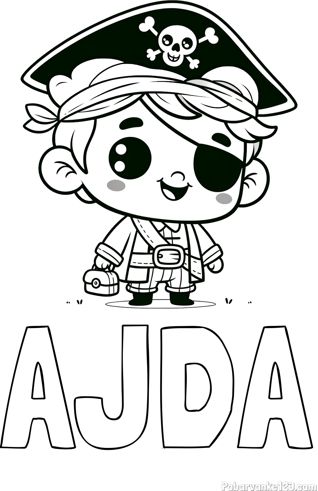 Pobarvanka imena AJDA in pobarvanka nasmejanega gusarja