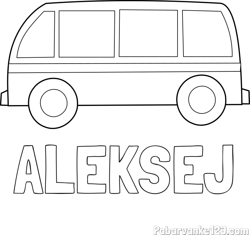 Pobarvanka imena ALEKSEJ in avtobus