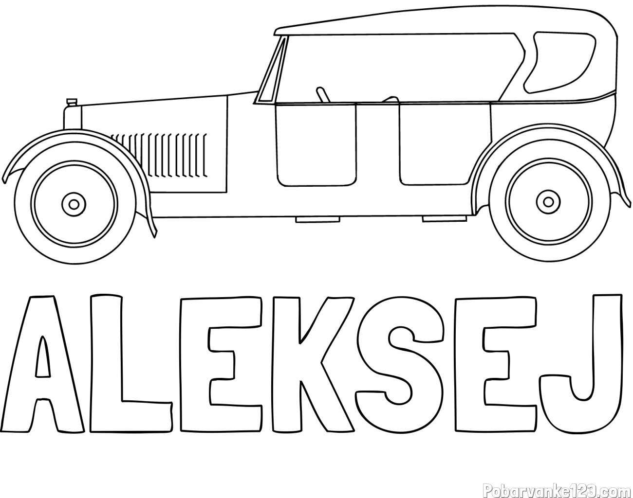 Pobarvanka imena ALEKSEJ in star avto