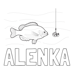 Online izdelana pobarvanka - Pobarvanka imena ALENKA in pobarvanka velike ribe