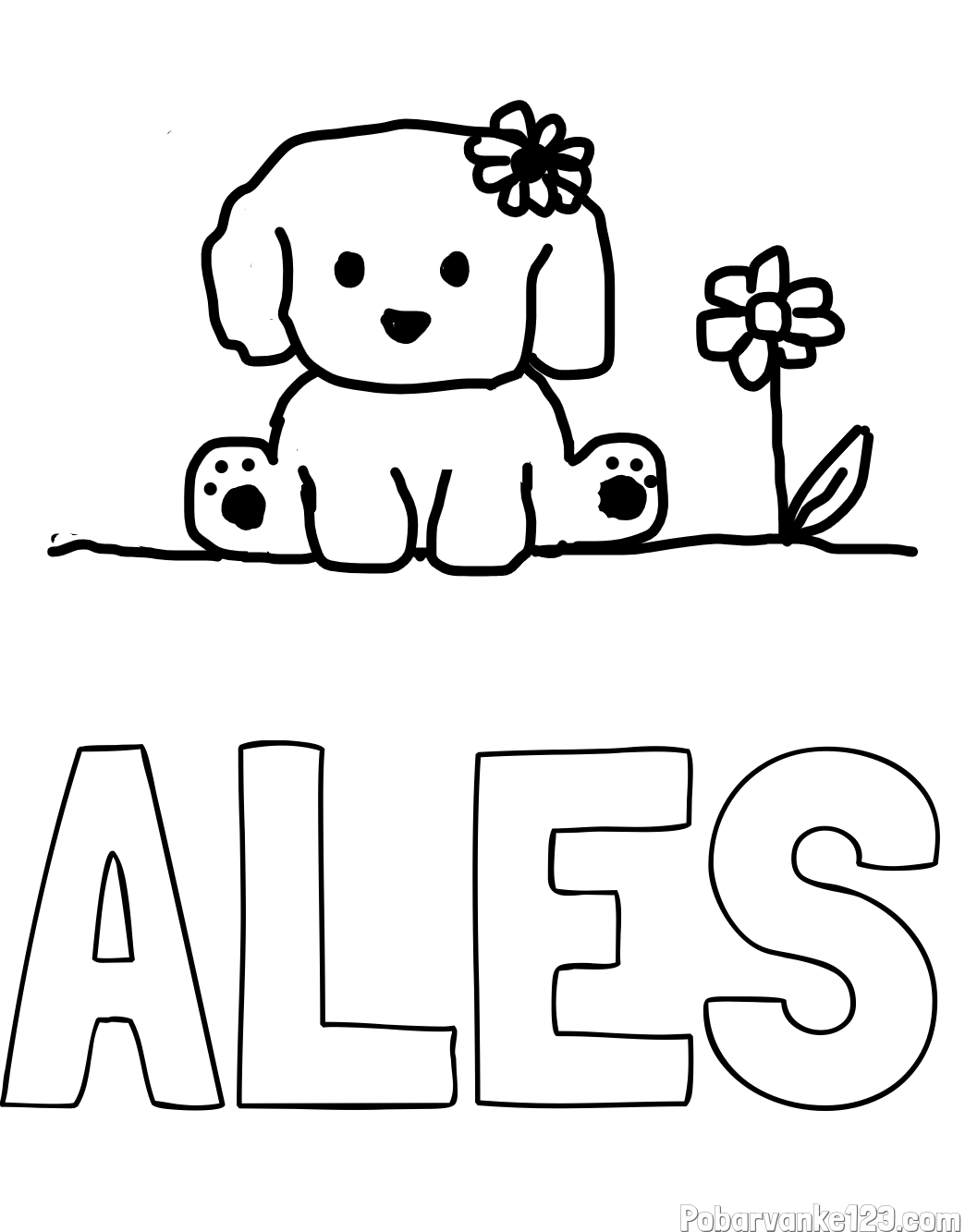 Pobarvanka imena ALEŠ in KUŽIKA