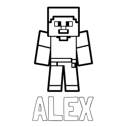 Online izdelana pobarvanka - Pobarvanka imena ALEX in pobarvanka Minecraft figurice