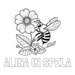 Pobarvanka imena ALINA IN ŠPELA in otroška pobarvanka čebelice in rožice