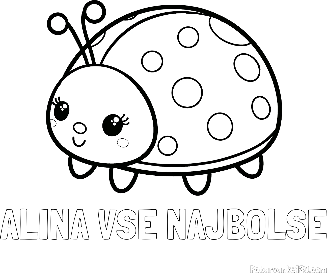 Pobarvanka imena ALINA VSE NAJBOLŠE in pobarvanka ljubke pikapolonice