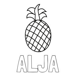 Online izdelana pobarvanka - Pobarvanka imena ALJA in pobarvanka ananasa