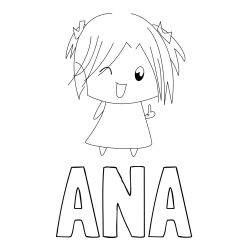Online izdelana pobarvanka - Pobarvanka imena ANA in pobarvanka punčke v anime slogu