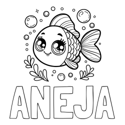 Pobarvanka imena ANEJA in pobarvanka prisrčne ribice