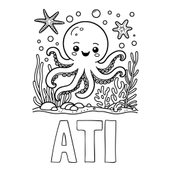 Online izdelana pobarvanka - Pobarvanka imena ATI in pobarvanka hobotnice