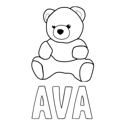 Online izdelana pobarvanka - Pobarvanka imena AVA in pobarvanka medvedka