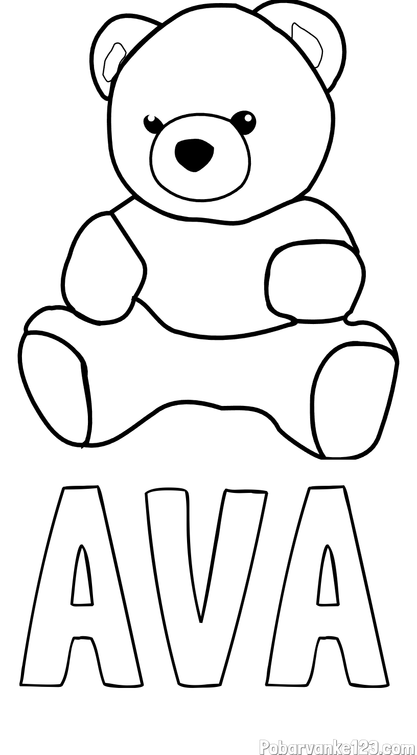 Pobarvanka imena AVA in pobarvanka medvedka