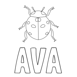 Online izdelana pobarvanka - Pobarvanka imena AVA in pobarvanka pikapolonice