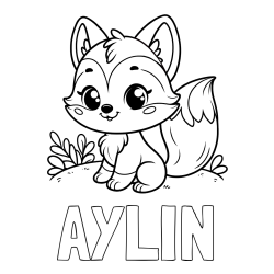 Online izdelana pobarvanka - Pobarvanka imena AYLIN in pobarvanka lisičke