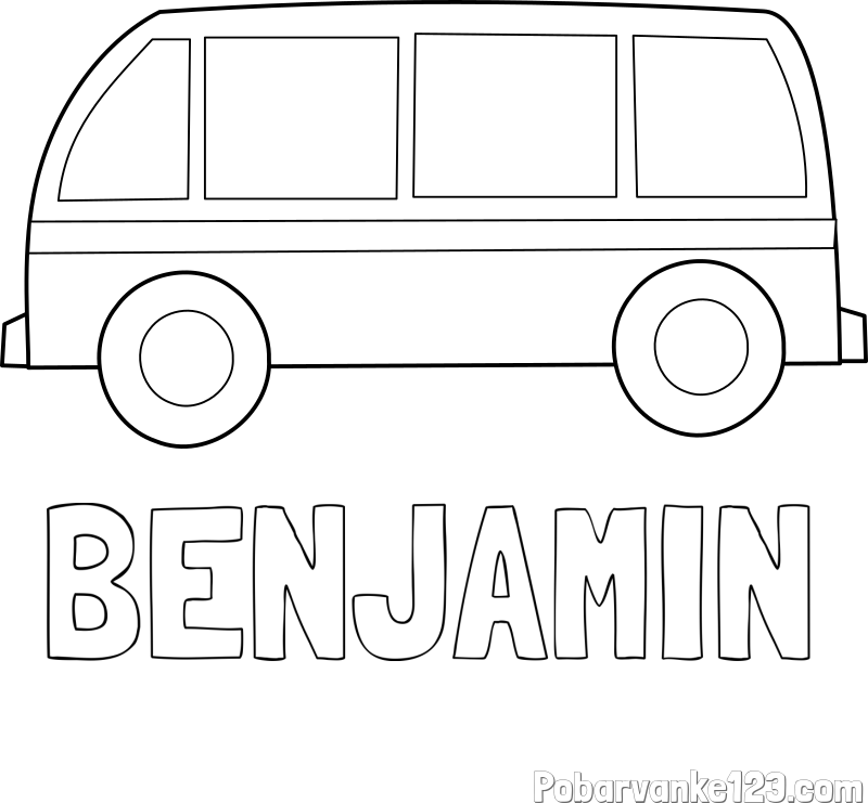 Pobarvanka imena BENJAMIN in avtobus