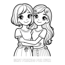 Pobarvanka imena BEST FRIENDS FOR EVER in pobarvanka ljubkih prijateljic