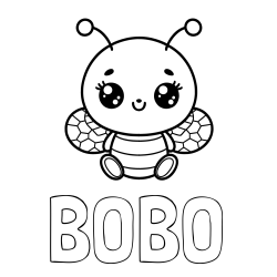 Online izdelana pobarvanka - Pobarvanka imena BOBO in otroška pobarvanka ljubke čebele