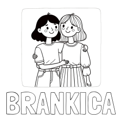 Online izdelana pobarvanka - Pobarvanka imena BRANKICA in otroška pobarvanka dveh prijateljic