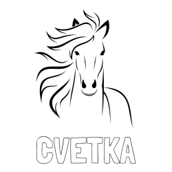 Online izdelana pobarvanka - Pobarvanka imena CVETKA in lepa pobarvanka konja