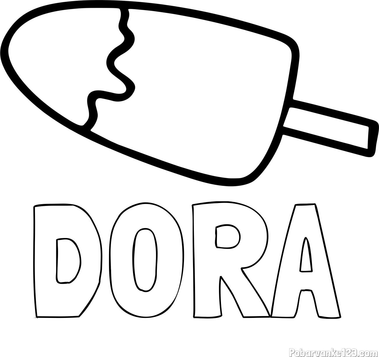 Pobarvanka imena D0RA in pobarvanka lučke (sladoled na palčki)