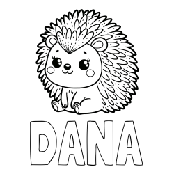 Pobarvanka imena DANA in pobarvanka nasmejanega ježka