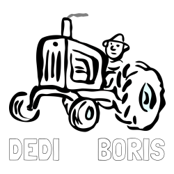 Pobarvanka imena DEDI      BORIS in preprosta pobarvanka traktorja
