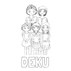 Online izdelana pobarvanka - Pobarvanka imena DEKU in anime risani junaki