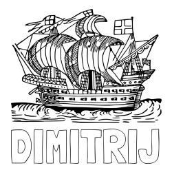 Online izdelana pobarvanka - Pobarvanka imena DIMITRIJ in pobarvanka velike in stare ladje