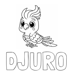 Online izdelana pobarvanka - Pobarvanka imena DJURO in pobarvanka ljubke papige