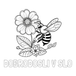 Pobarvanka imena DOBRODOSLI V SLO in otroška pobarvanka čebelice in rožice
