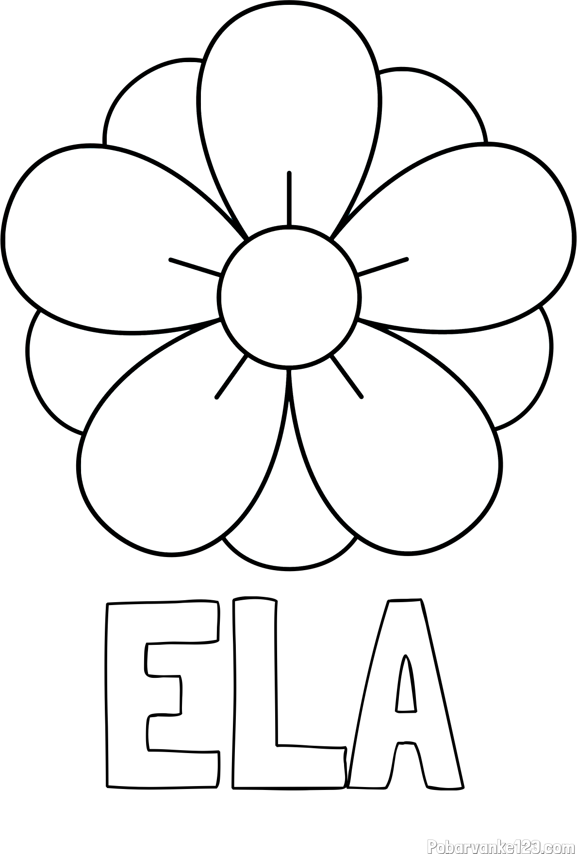 Pobarvanka imena ELA in pobarvanka lepega cveta