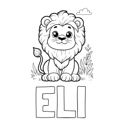 Online izdelana pobarvanka - Pobarvanka imena ELI in pobarvanka ljubkega leva
