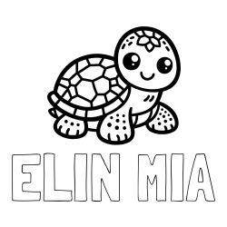 Online izdelana pobarvanka - Pobarvanka imena ELIN MIA in otroška pobarvanka želve