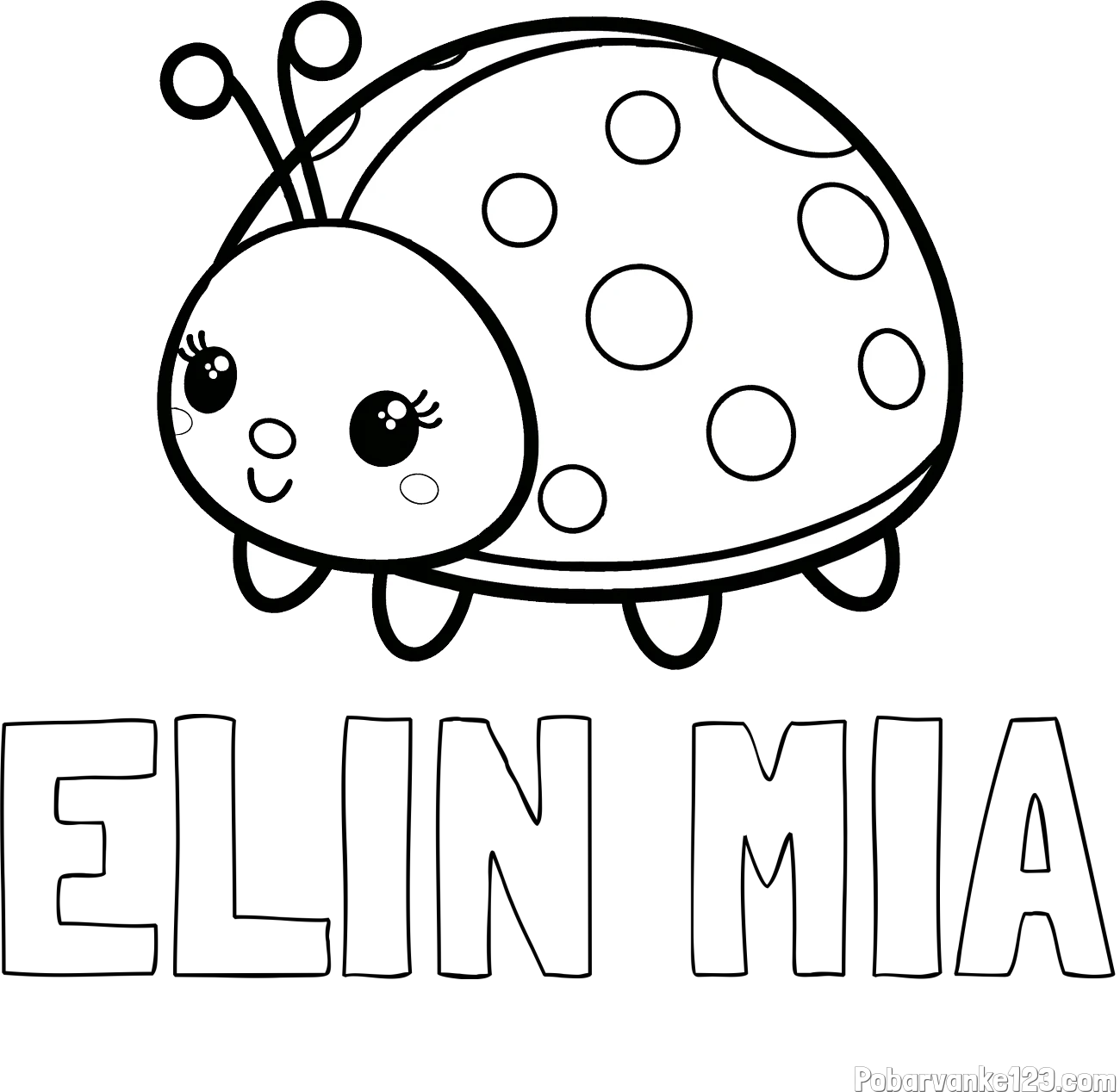 Pobarvanka imena ELIN MIA in pobarvanka ljubke pikapolonice