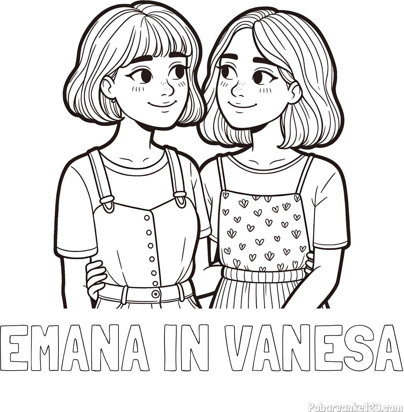 Pobarvanka imena EMANA IN VANESA in pobarvanka dveh najboljših prijateljic