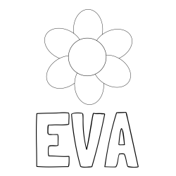 Online izdelana pobarvanka - Pobarvanka imena EVA in otroška pobarvanka cveta