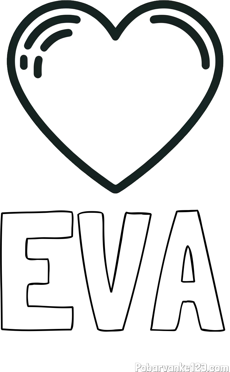 Pobarvanka imena EVA in pobarvanka lepega srčka