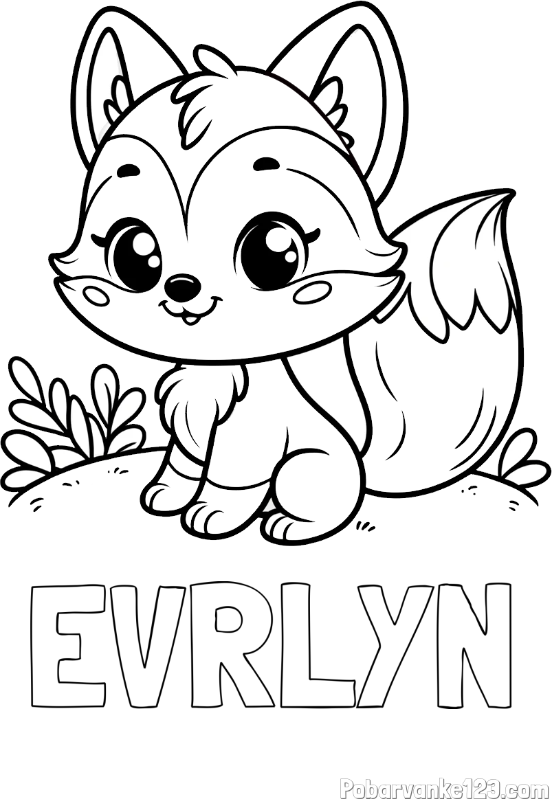 Pobarvanka imena EVRLYN in pobarvanka lisičke