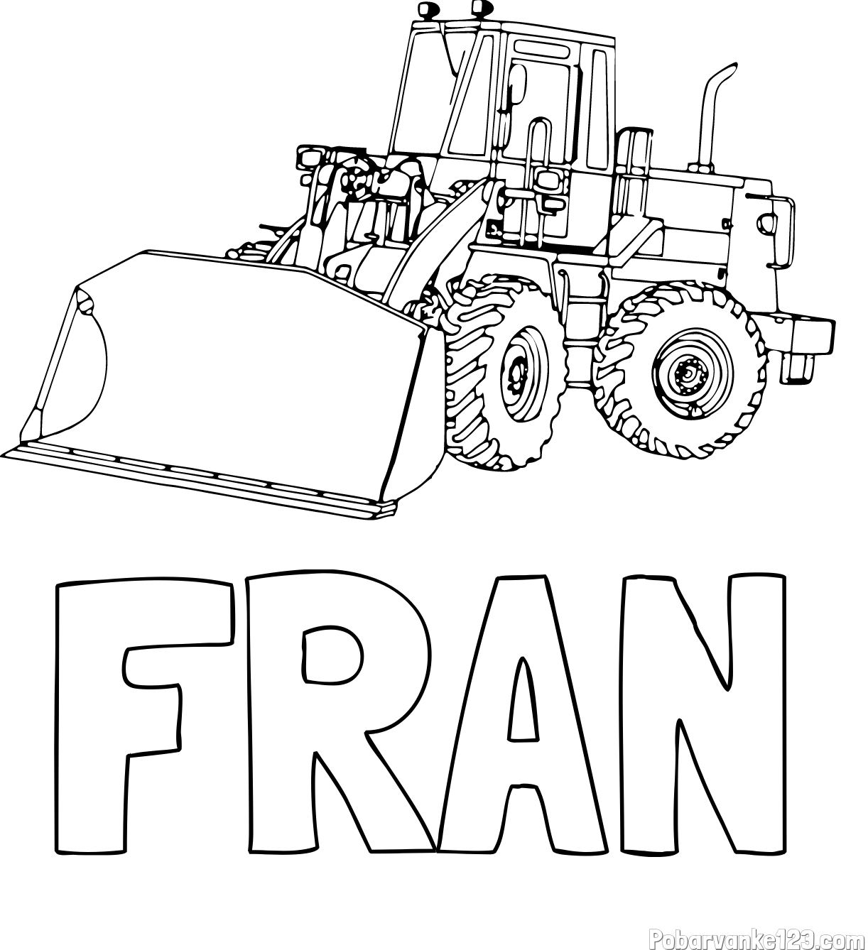 Pobarvanka imena FRAN in pobarvanka velikega bagra