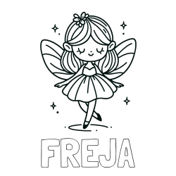 Online izdelana pobarvanka - Pobarvanka imena FREJA in enostavna pobarvanka čarobne vile