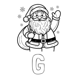 Online izdelana pobarvanka - Pobarvanka imena G in pobarvanka nasmejanega Božička s polno vrečo daril
