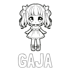 Online izdelana pobarvanka - Pobarvanka imena GAJA in pobarvanka anime punčke