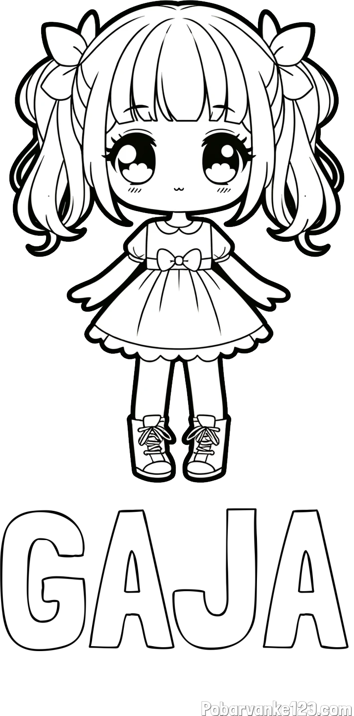 Pobarvanka imena GAJA in pobarvanka anime punčke