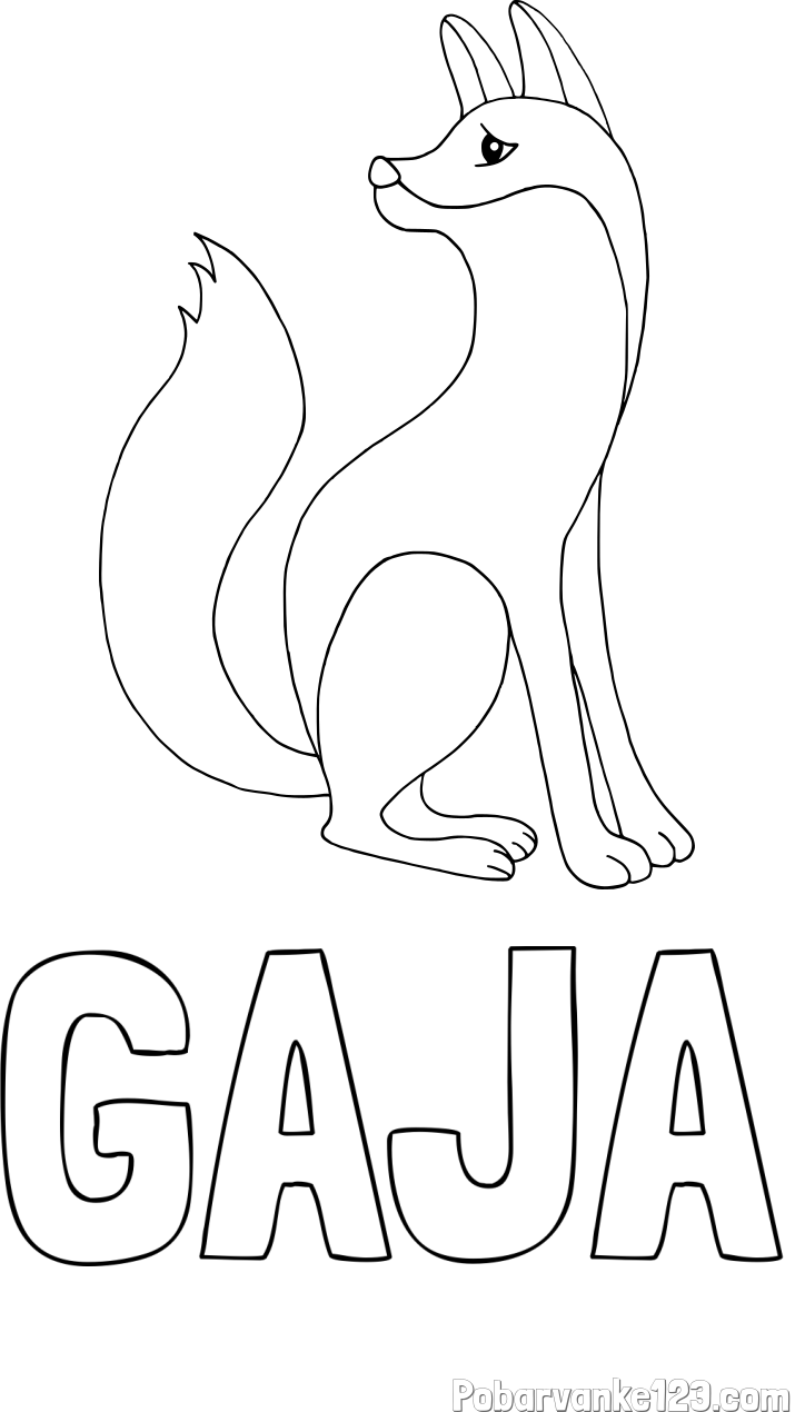 Pobarvanka imena GAJA in pobarvanka ljubke lisičke