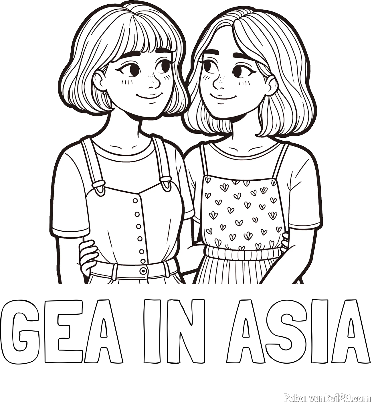 Pobarvanka imena GEA IN ASIA in pobarvanka dveh najboljših prijateljic