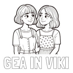 Online izdelana pobarvanka - Pobarvanka imena GEA IN VIKI in pobarvanka dveh najboljših prijateljic